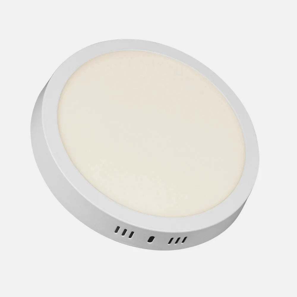 Dos vistas de un downlight LED de superficie blanco de 24 W y 4000 K