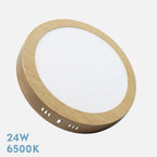 Downlight LED de superficie redondo acabado haya de 28,5 cm de diámetro