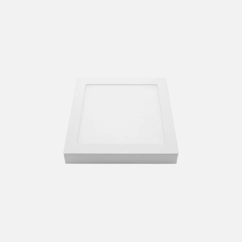 Downlight LED cuadrado de superficie blanco de 12 W visto de perfil