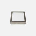 Downlight LED cuadrado de superficie acabado níquel de 12 W visto de perfil