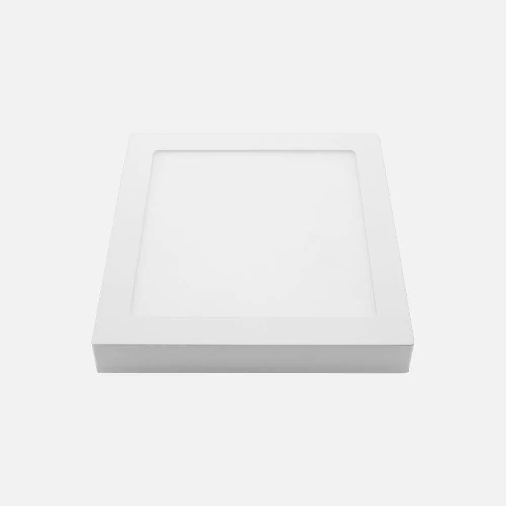 Downlight LED cuadrado de superficie blanco de 18 W visto de perfil