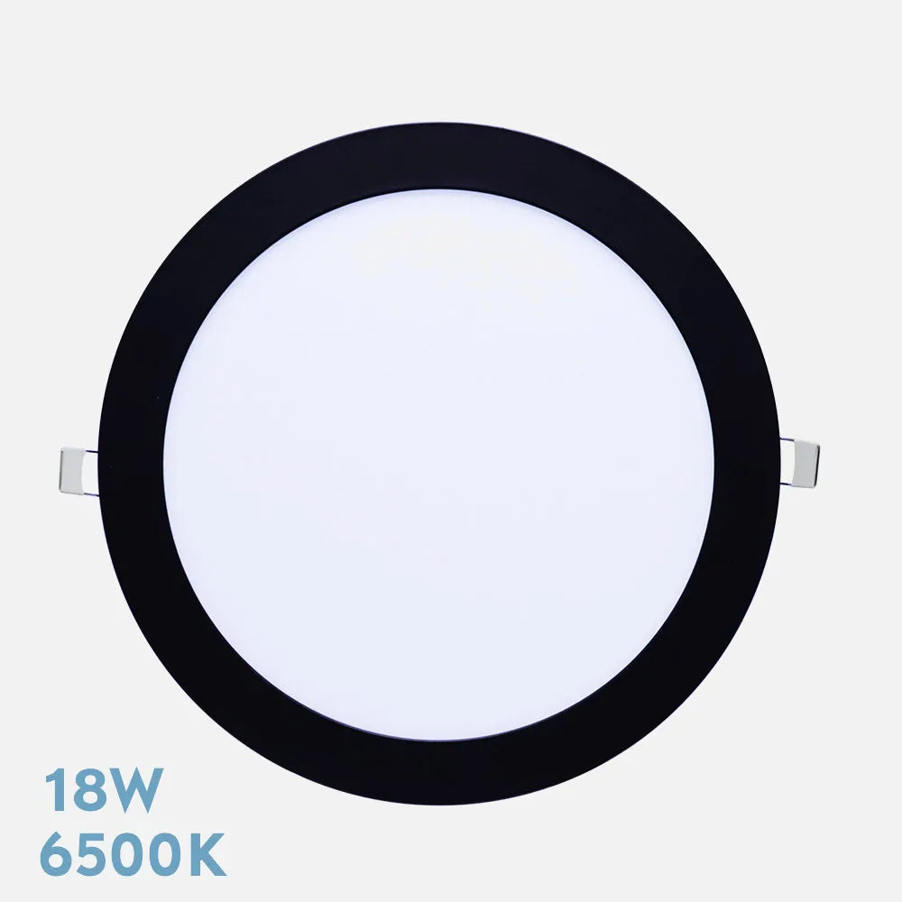 Downlight LED empotrable negro de 18 W y 6500 K con luz blanco frío