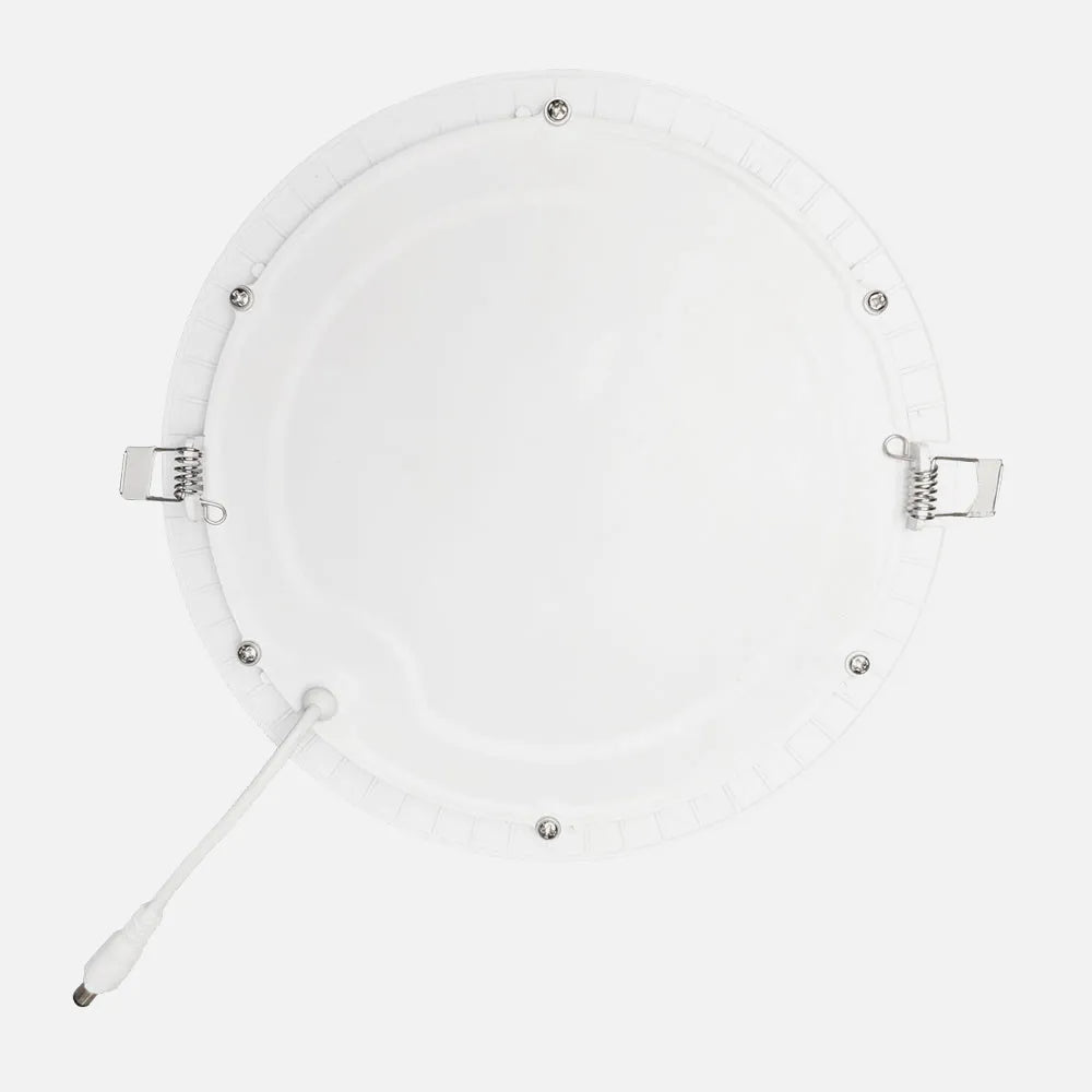 Parte trasera del downlight empotrable con los muelles de fijación y el cable de conexión