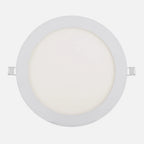 Downlight LED empotrable blanco de 6 W y 4000 K visto de frente, con los muelles de sujeción