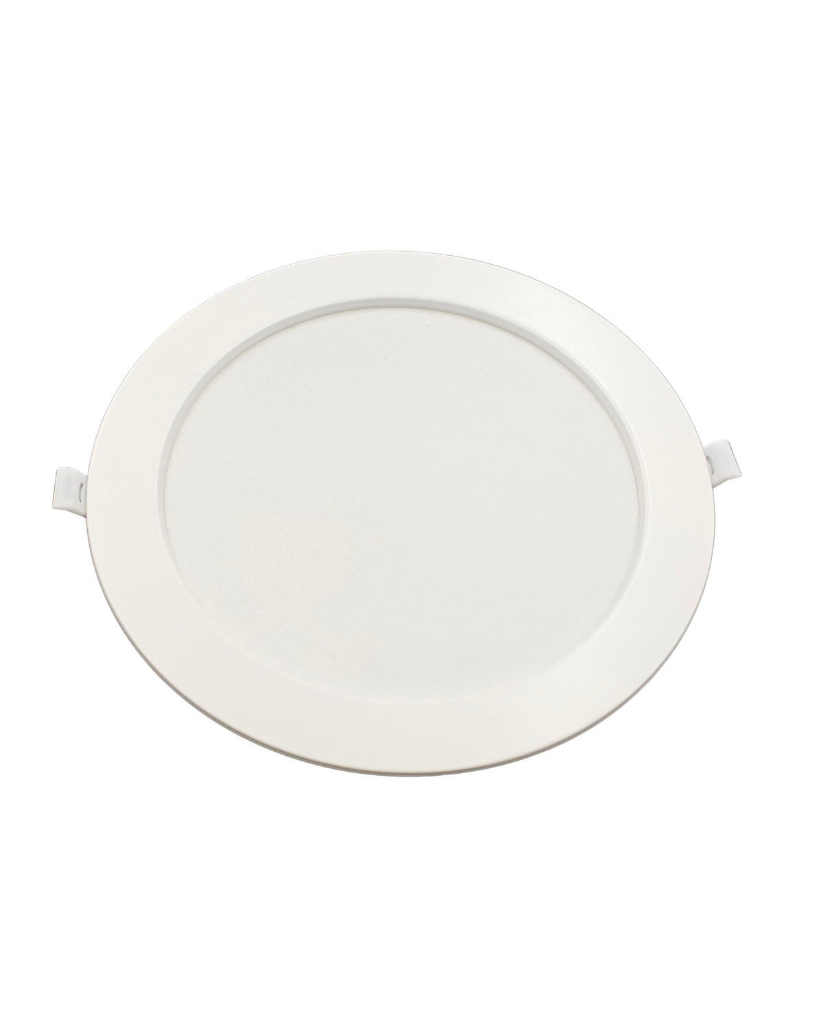 Downlight LED empotrable ALUMAR visto de frente, con su difusor blanco