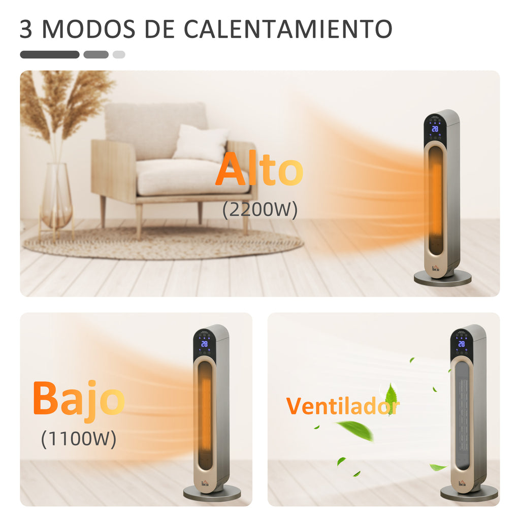 Calefactor de torre plata en un dormitorio