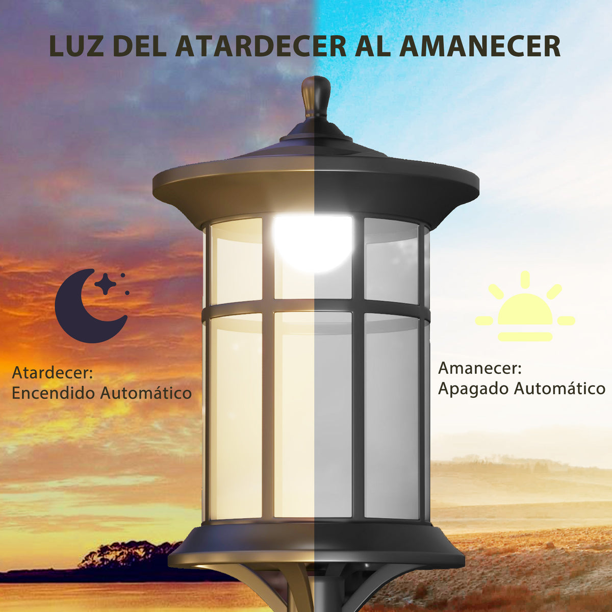 Encendido automático al atardecer y apagado al amanecer