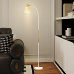 Lámpara de pie de lectura blanca y dorada, vista 10