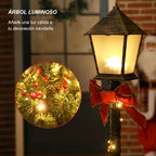Árbol luminoso: detalle de la linterna encendida y de las luces LED del farol de Navidad