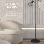 Lámpara de pie en forma de árbol con 3 focos orientables e interruptores individuales · Negro