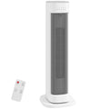 Calefactor eléctrico blanco de 2000 W con protección antivuelco sobre fondo blanco