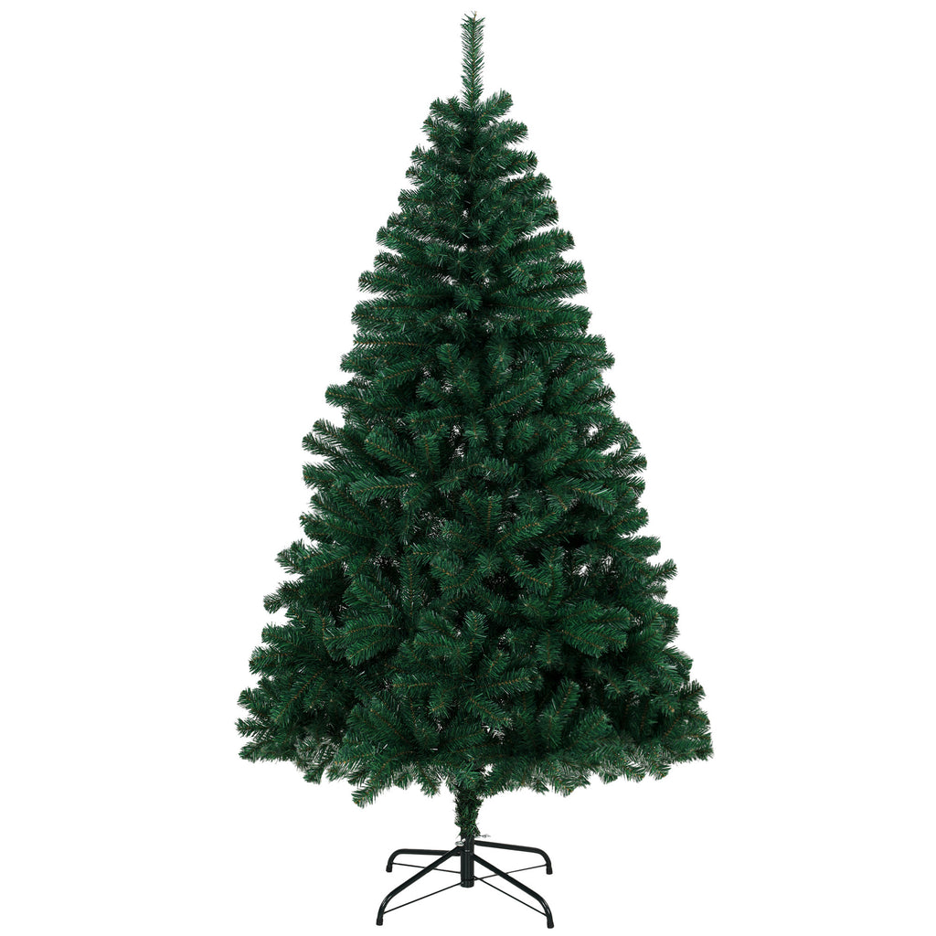 Abeto de Navidad artificial verde de 180 cm, vista de tres cuartos sobre fondo blanco