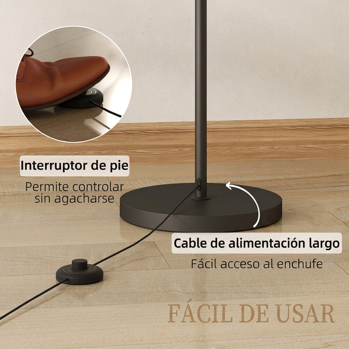 Lámpara de pie LED en arco negra, vista 5