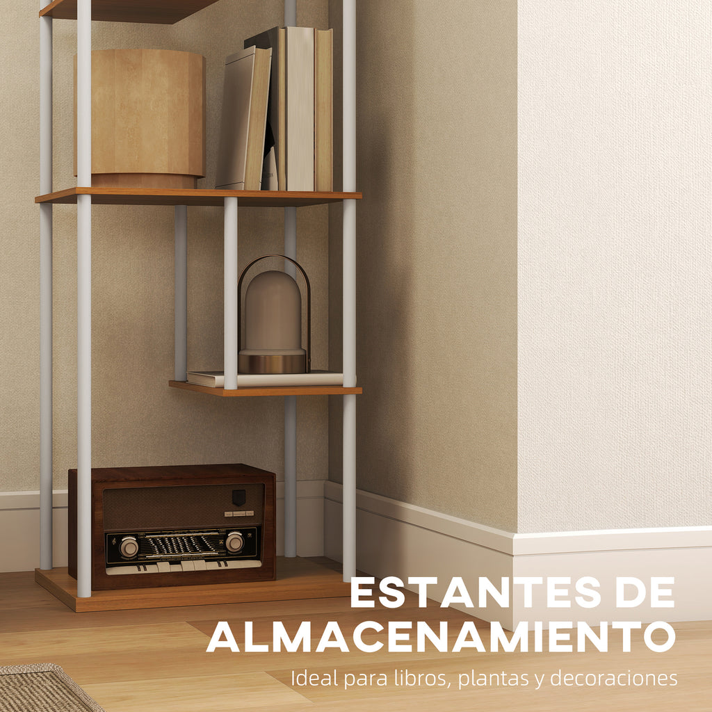 Lámpara de pie con estantes en madera natural, vista 6