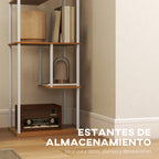Lámpara de pie con estantes en madera natural, vista 6