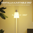Lámpara de pie LED blanca con pantalla giratoria, vista 5