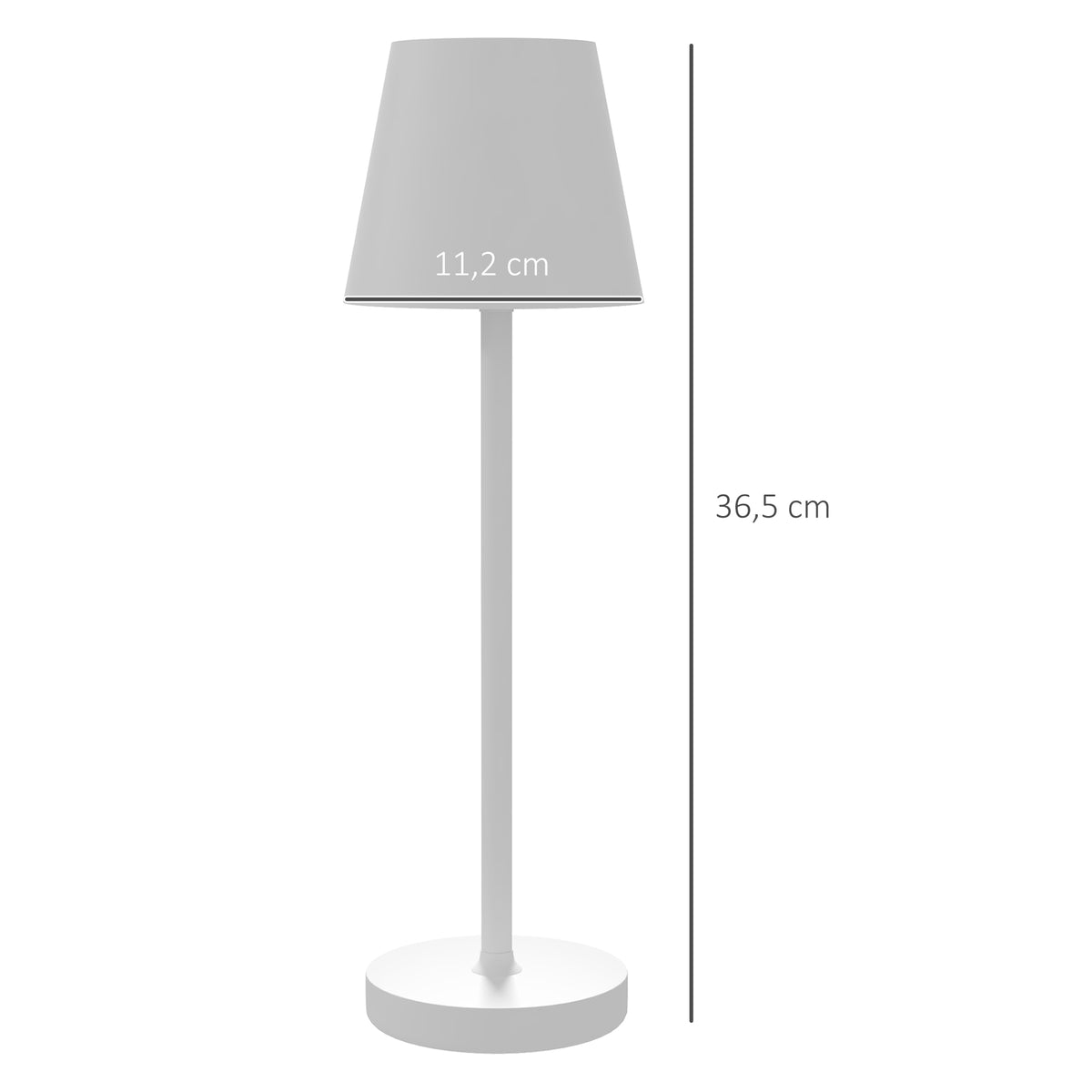 Medidas de la lámpara de mesa: Ø 11,2 cm y 36,5 cm de alto