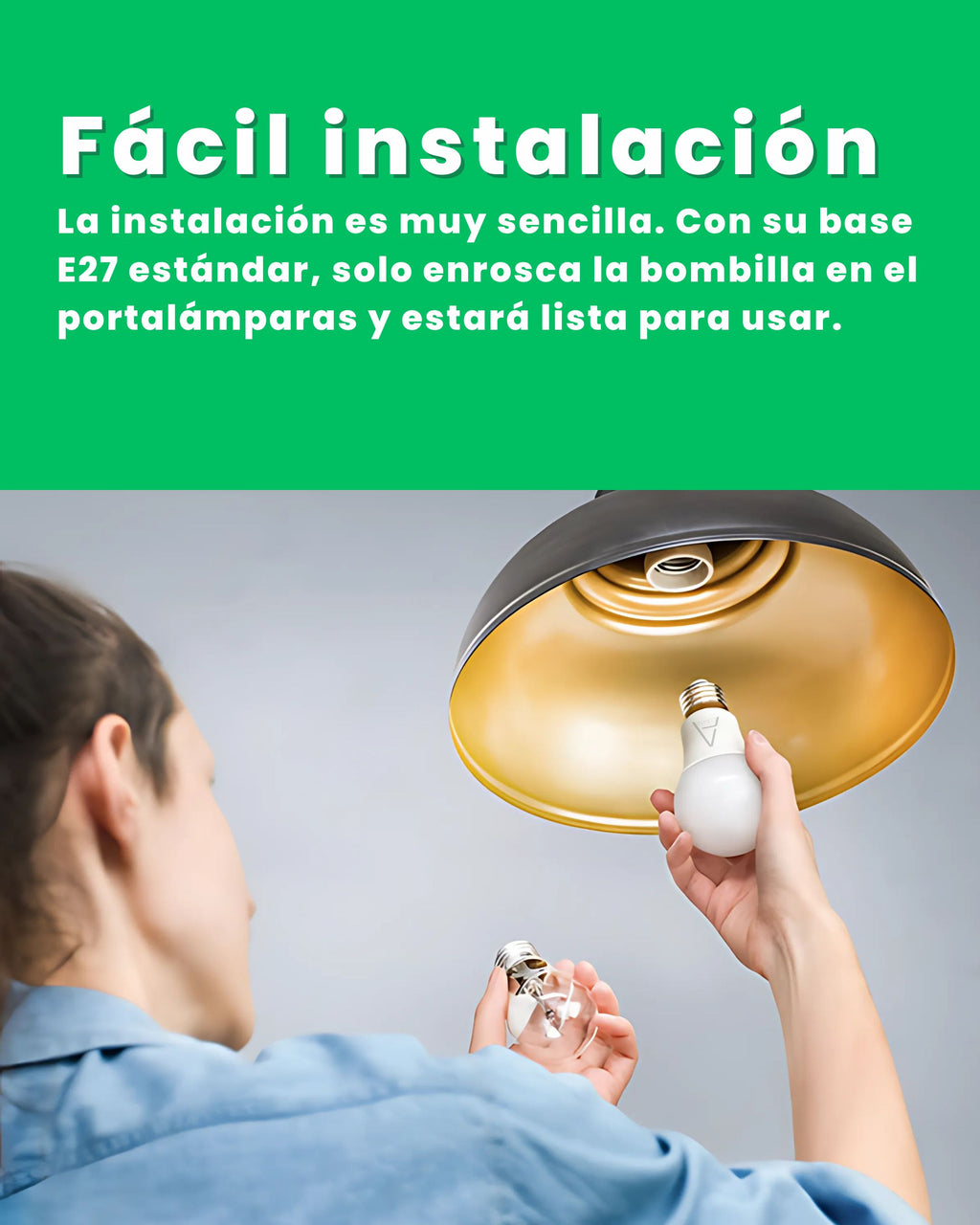 Instalación de la bombilla LED E27 A60 6500K Blanco frío ALUMAR en una lámpara de techo