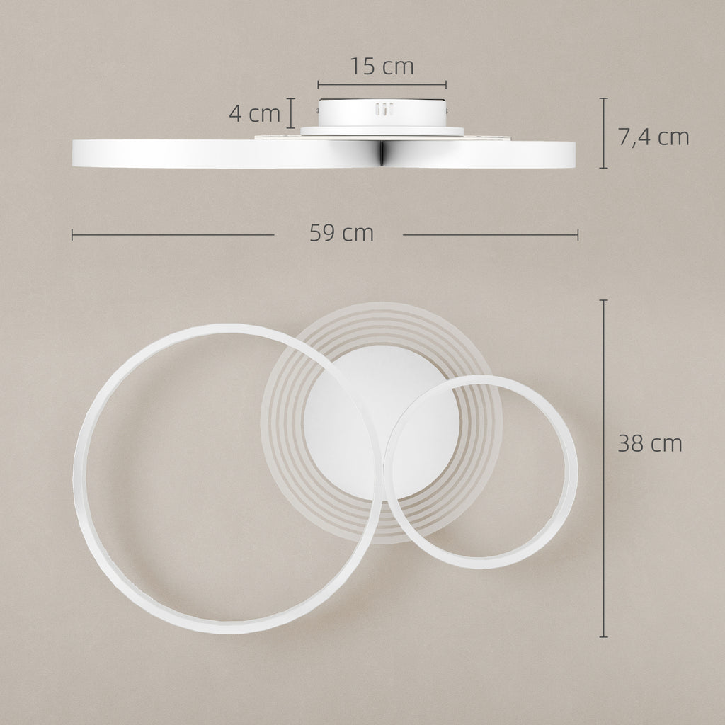 Medidas del plafón LED: 59 × 38 × 7,4 cm