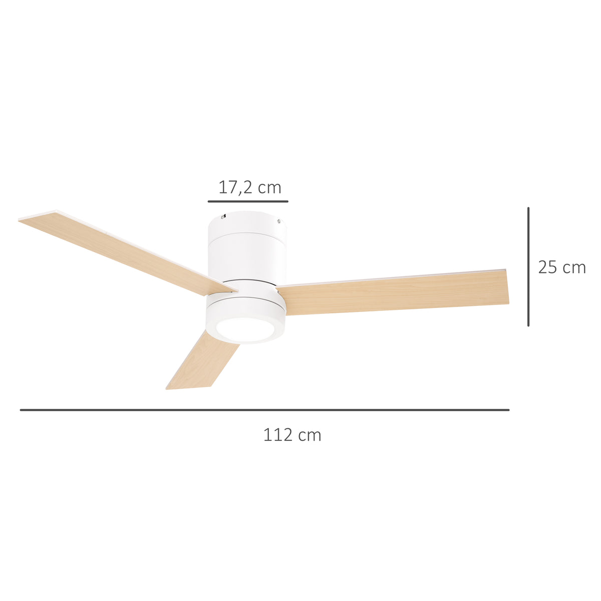 Medidas del ventilador: Ø 112 cm y 25 cm de alto