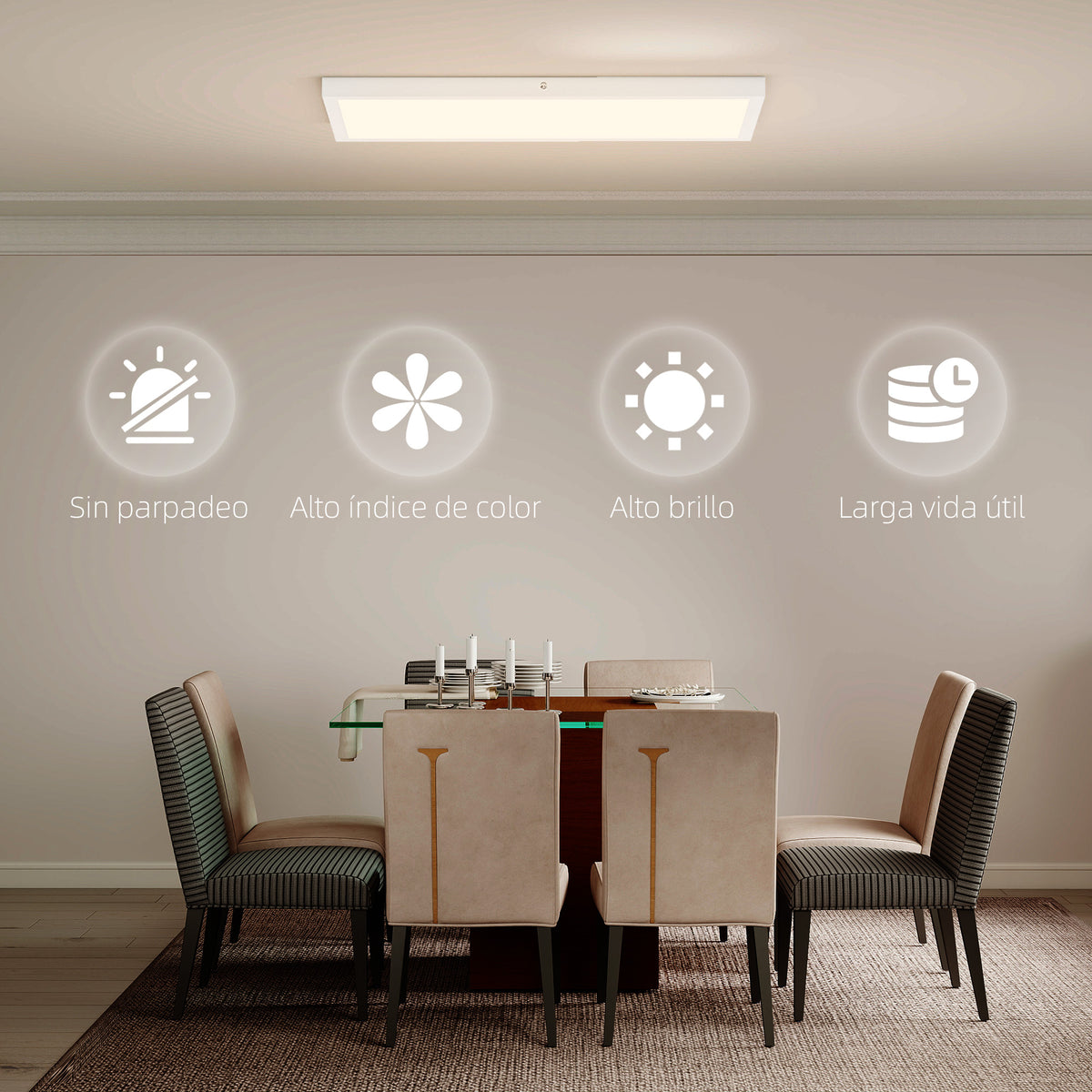 Plafón LED de techo en un comedor