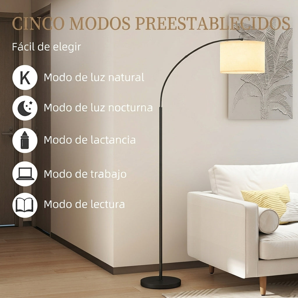 Lámpara de pie LED en arco negra, vista 7