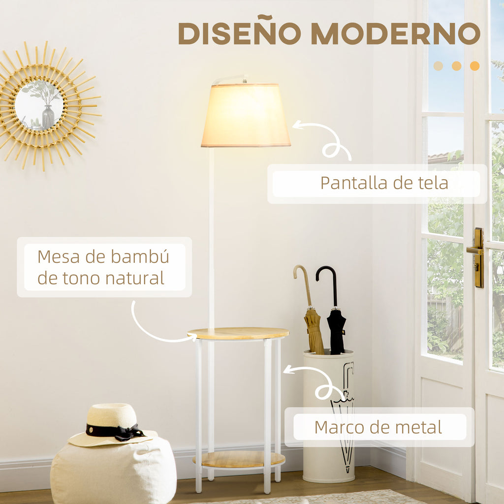 Lámpara de pie con mesita de bambú, vista 5
