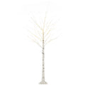 Árbol luminoso de abedul LED de 180 cm con tronco blanco, vista frontal sobre fondo blanco