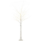 Árbol luminoso de abedul LED de 180 cm con tronco blanco, vista frontal sobre fondo blanco