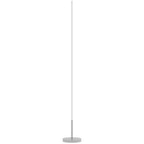 Lámpara de pie LED gris plateada de perfil estrecho con barra de luz y base redonda, vista frontal sobre fondo blanco