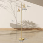 Medidas de la lámpara de pie: 165 cm de alto, pantallas de 15,5 cm de ancho y 11 cm de alto y base de 25 cm