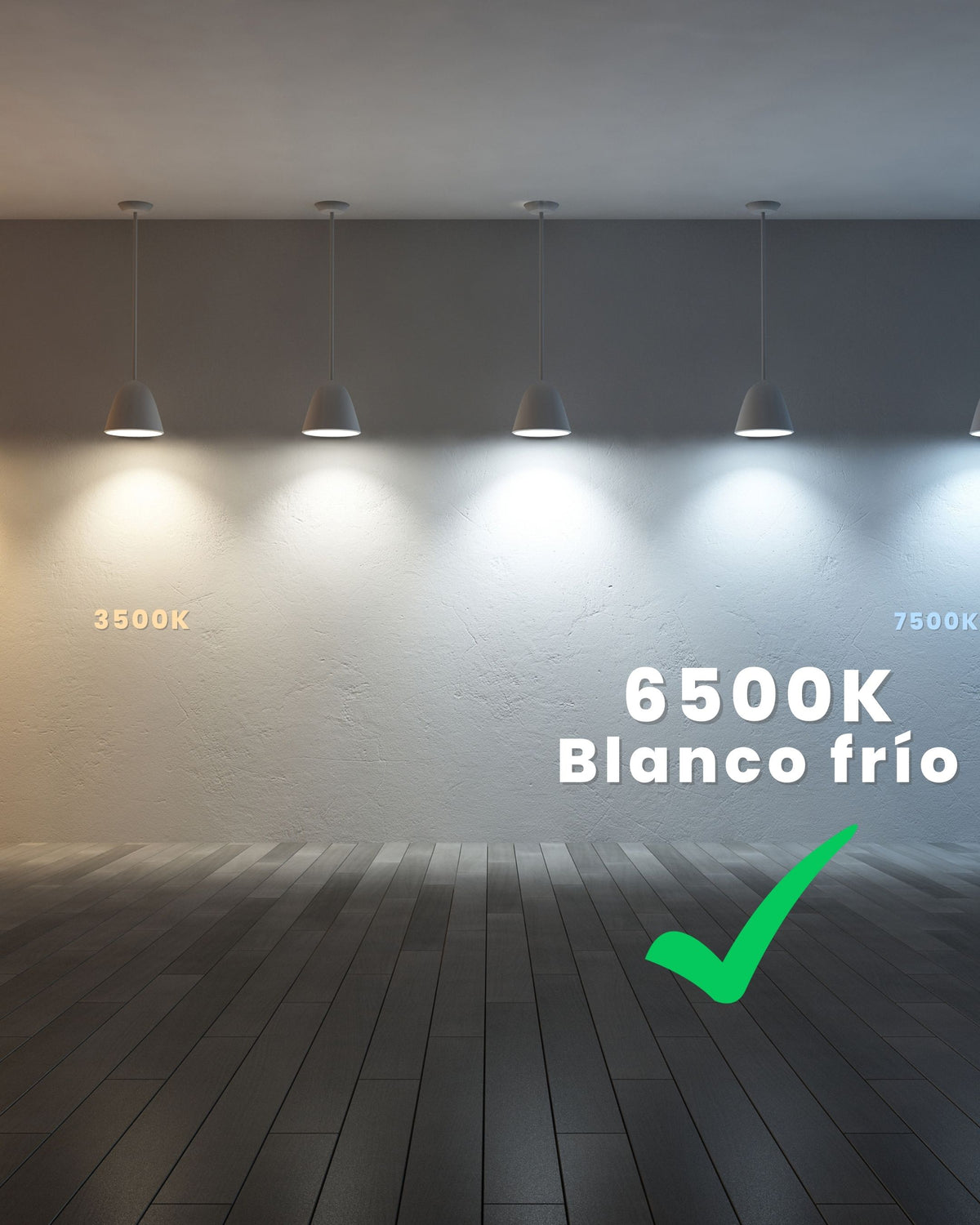 Escala de temperatura de color con la bombilla LED E27 ALUMAR en 6500K Blanco frío