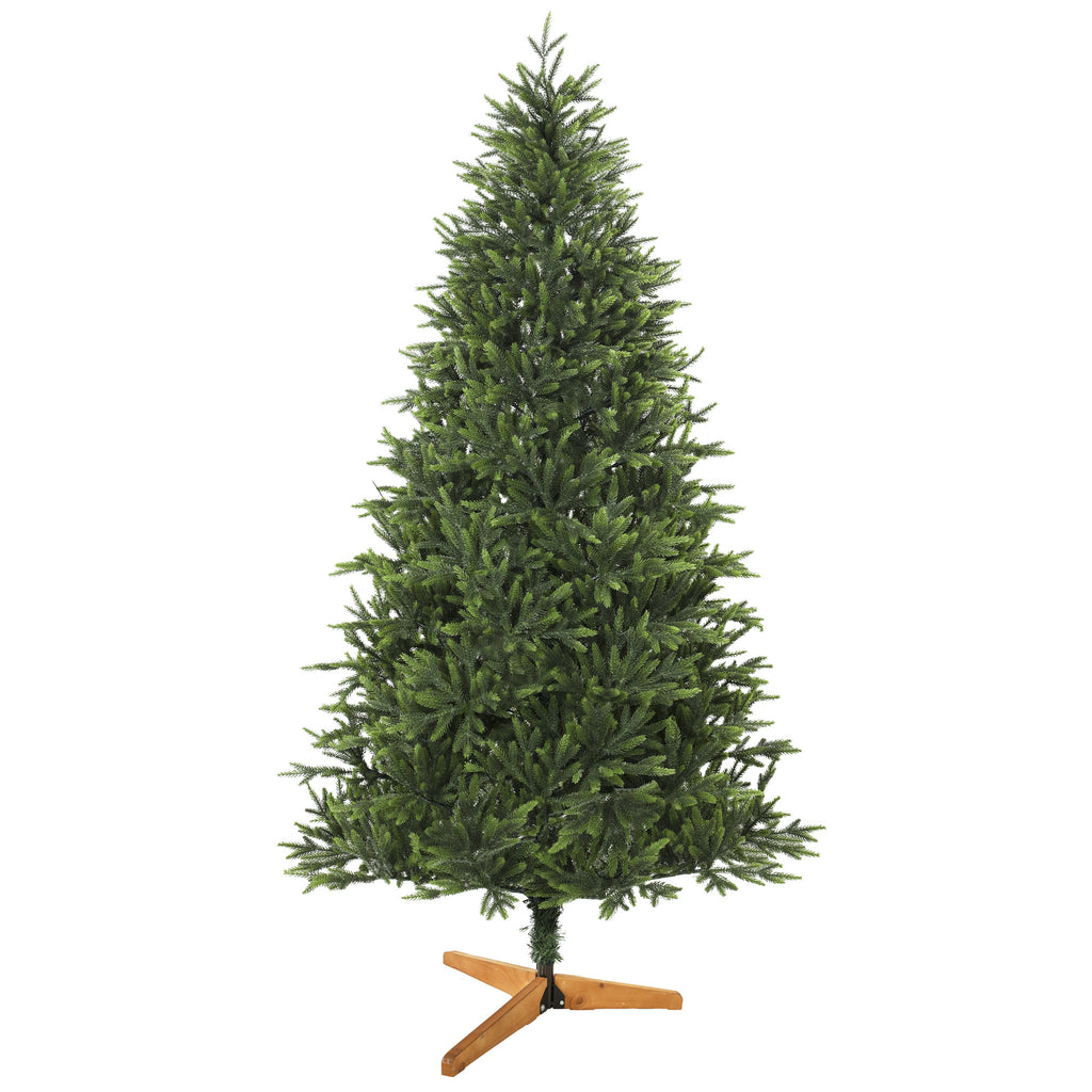 Árbol de Navidad con base de madera, vista frontal
