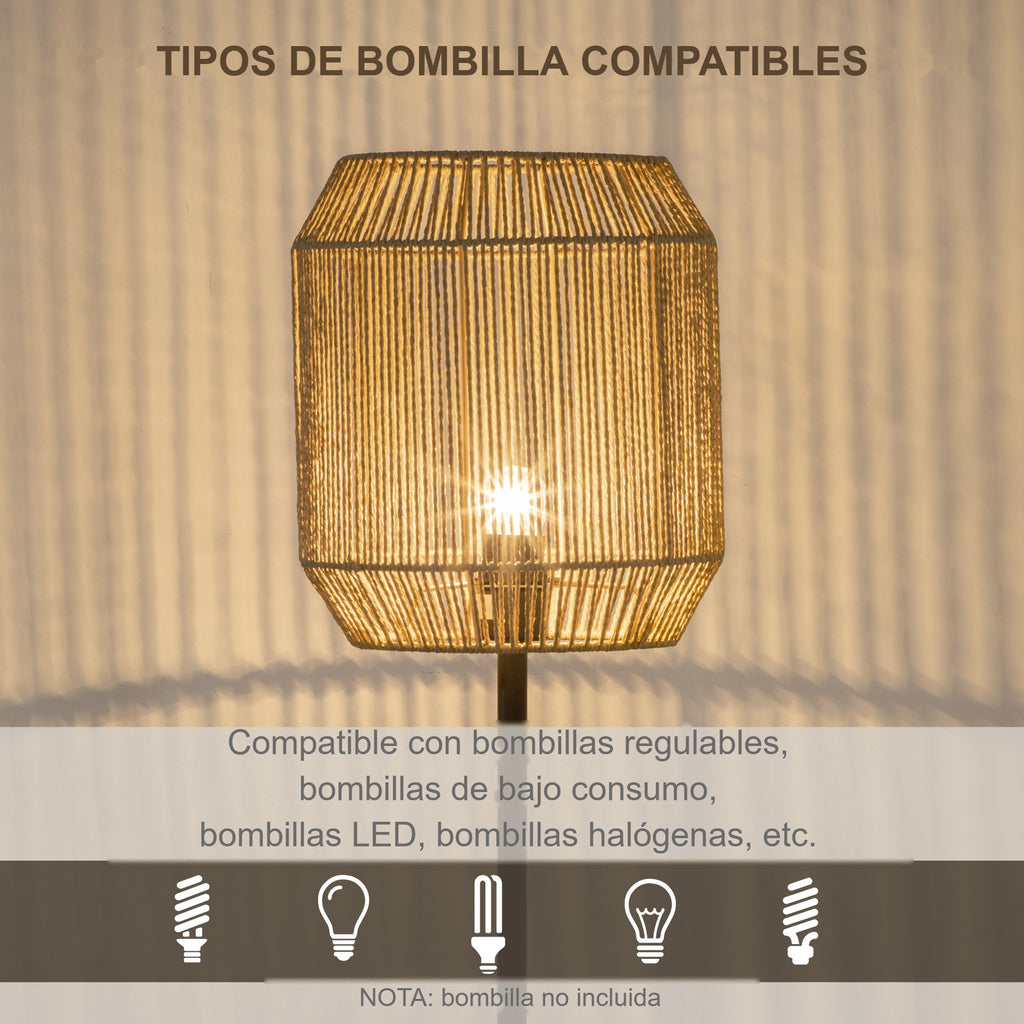 Pantalla de cuerda de papel encendida y tipos de bombilla compatibles, bombilla no incluida
