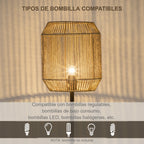 Pantalla de cuerda de papel encendida y tipos de bombilla compatibles, bombilla no incluida