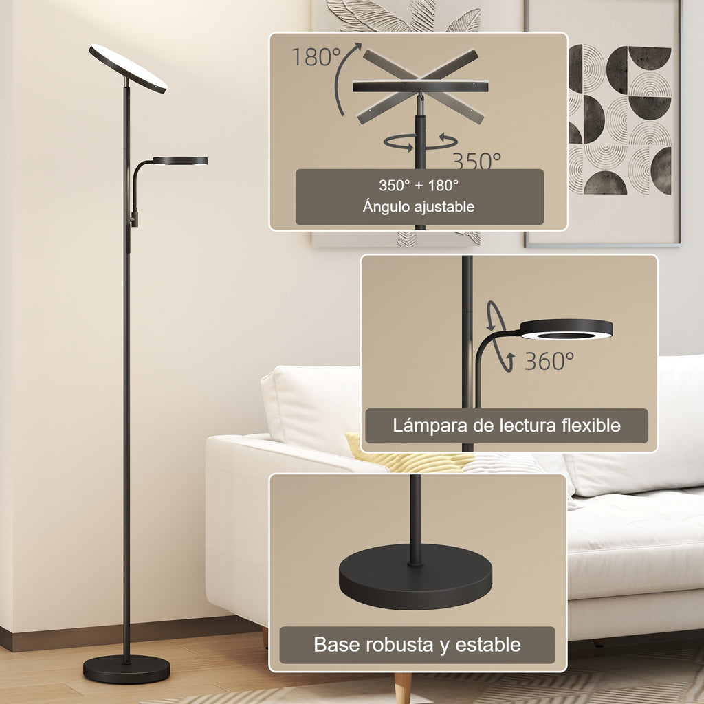 Luz principal con ángulo ajustable de 350° y 180°, lámpara de lectura flexible y base estable de la lámpara de pie