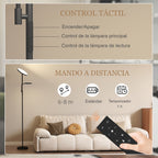 Control táctil en el mástil y mando a distancia con temporizador de 1 hora de la lámpara de pie LED