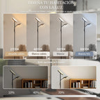 Cuatro temperaturas de color de 2700 K a 6000 K y brillo ajustable en 4 niveles de la lámpara de pie LED