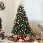 Árbol de Navidad decorado en un salón con cortinas blancas