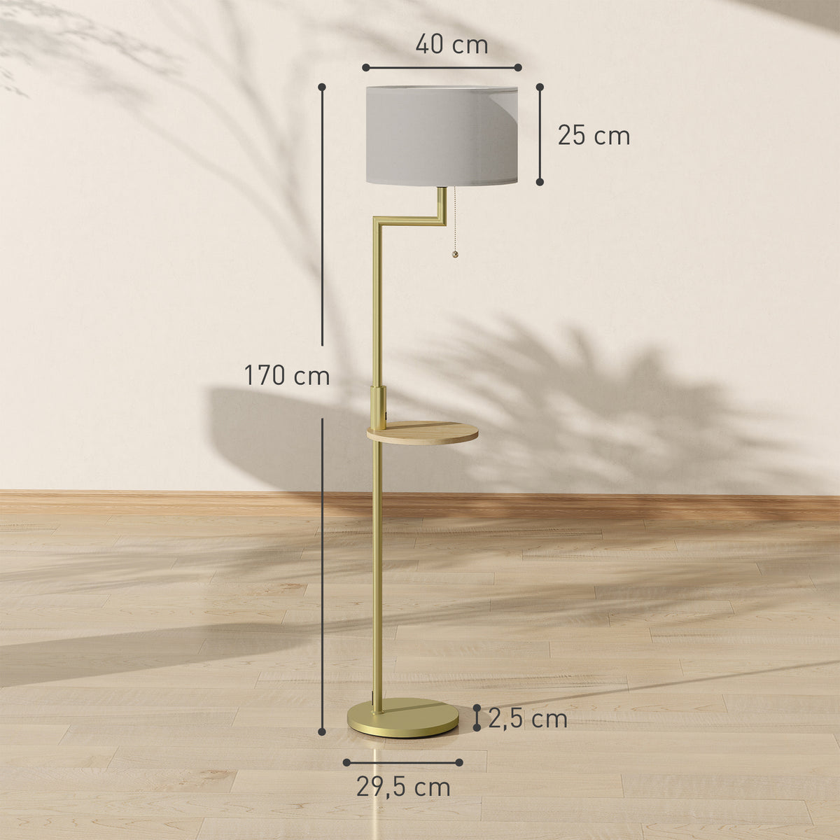Medidas de la lámpara de pie: Ø 40 cm y 170 cm de alto