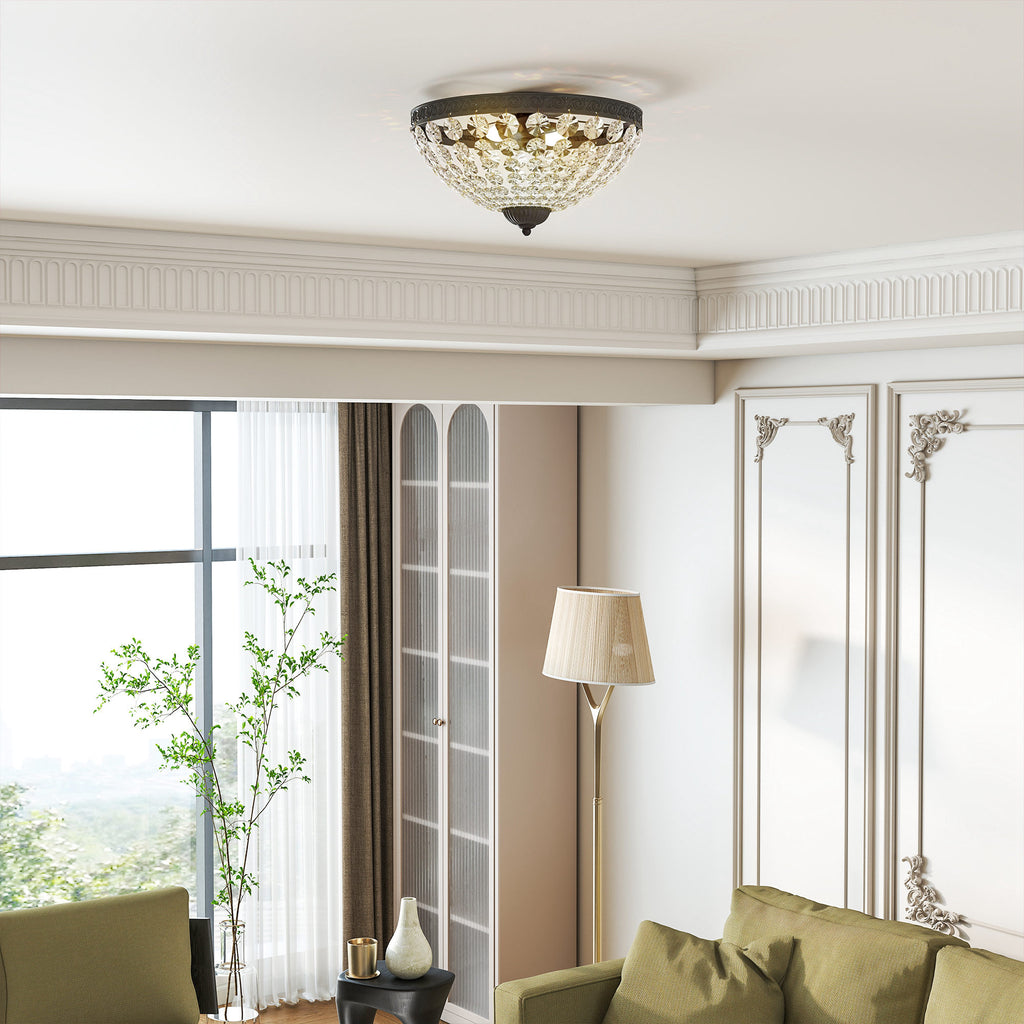 Plafón de techo de cristal en un salón luminoso