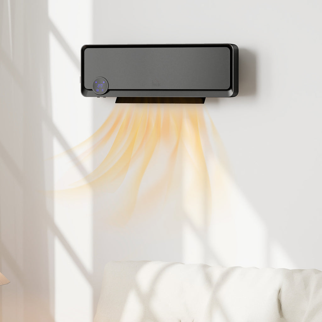Calefactor de pared negro en un salón