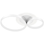 Plafón LED de techo de tres aros blancos sobre fondo blanco