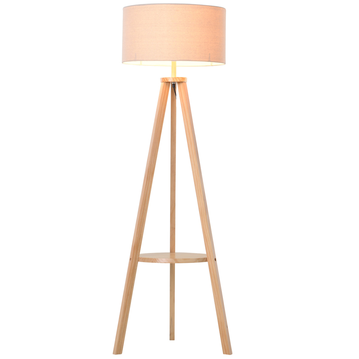 Lámpara de pie trípode con pantalla beige, vista 11