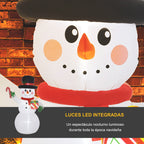 Luces LED integradas: detalle de la cara del muñeco de nieve hinchable con la nariz iluminada