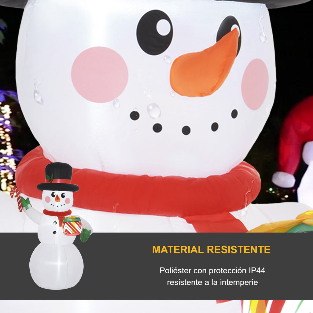 Material resistente: detalle del muñeco de nieve hinchable de poliéster con protección IP44