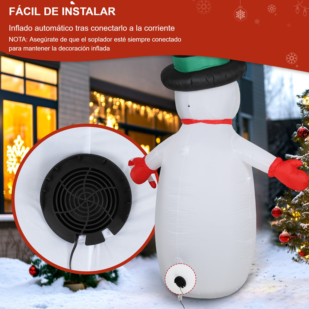 Fácil de instalar: motor del muñeco de nieve hinchable e inflado automático al conectarlo