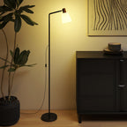 Lámpara de pie LED negra con pantalla giratoria, vista 4