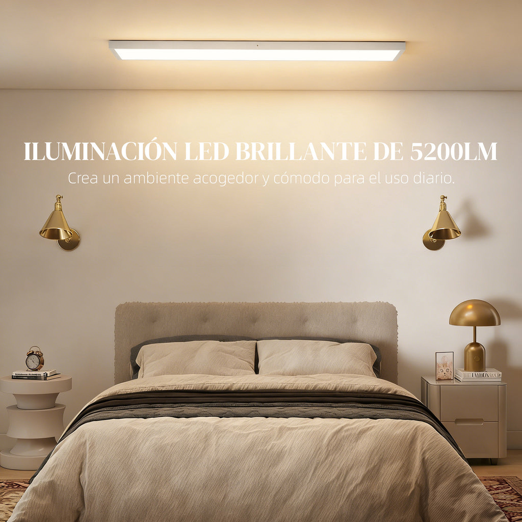 Plafón LED de techo en un dormitorio con luz brillante de 5200 lm