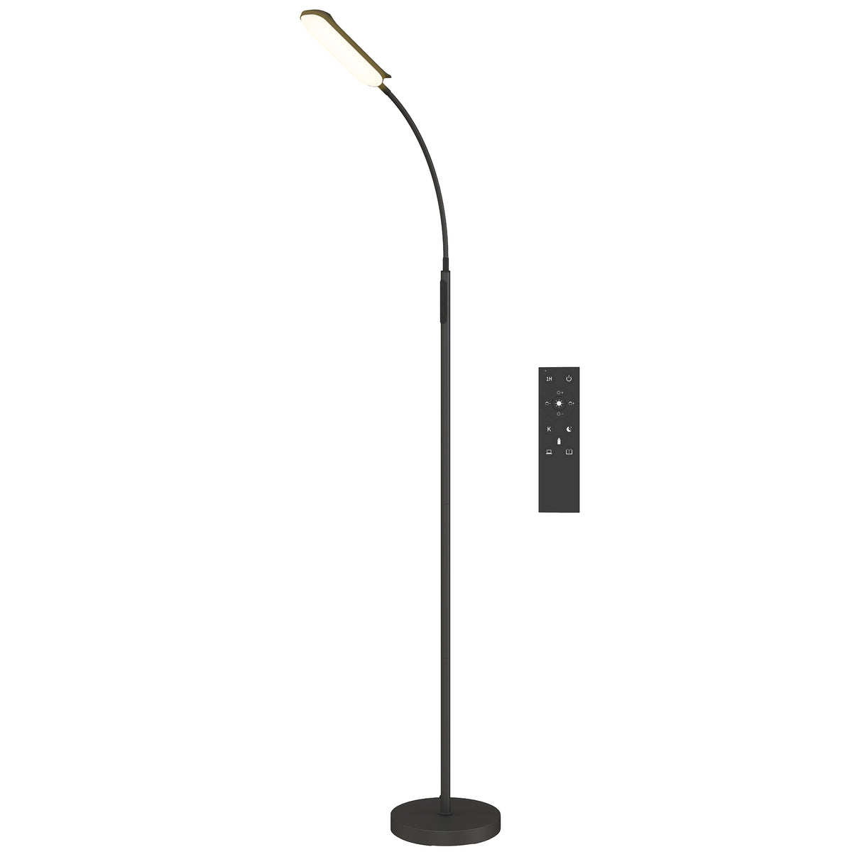 Lámpara de pie LED negra, vista frontal